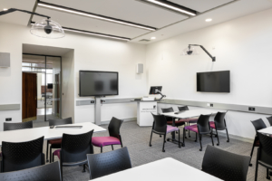 The completed Language Centre project in the Parkinson Building. Seminar room.