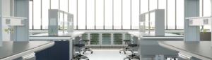 Associated Architects Interiors for the FBS Refurbishment project - lab benches