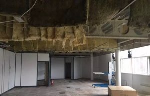 Clarendon Building project update Ceiling Floor Stripped Out