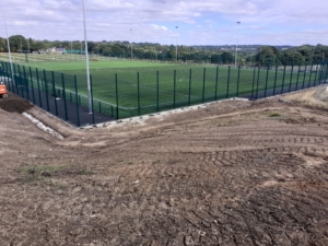 Drone shot of Bodington Football Hub partially complete