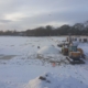 Bodington construction work in snow