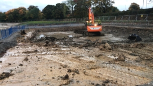 Crane construction of Bodington Football Hub