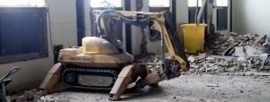 Brokk the Robot carrying out the demolition work within the Parkinson Building for the Language Centre project