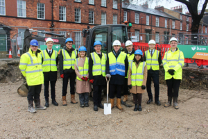 Representatives from Estates, LUBS, School of Law, BAM construction and DLA Architecture at the ground breaking for the Cloberry Street Building project