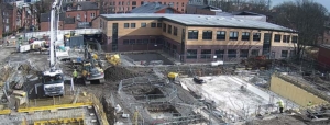 Screenshot from the time-lapse camera of The Esther Simpson Building site