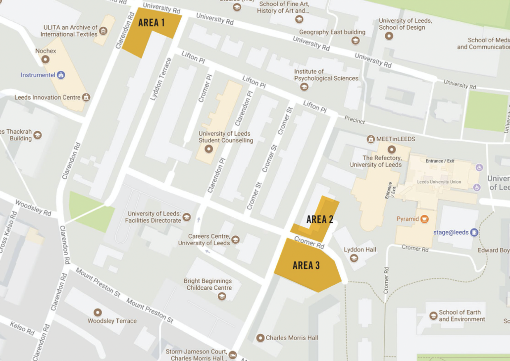 map of public realm improvements on campus
