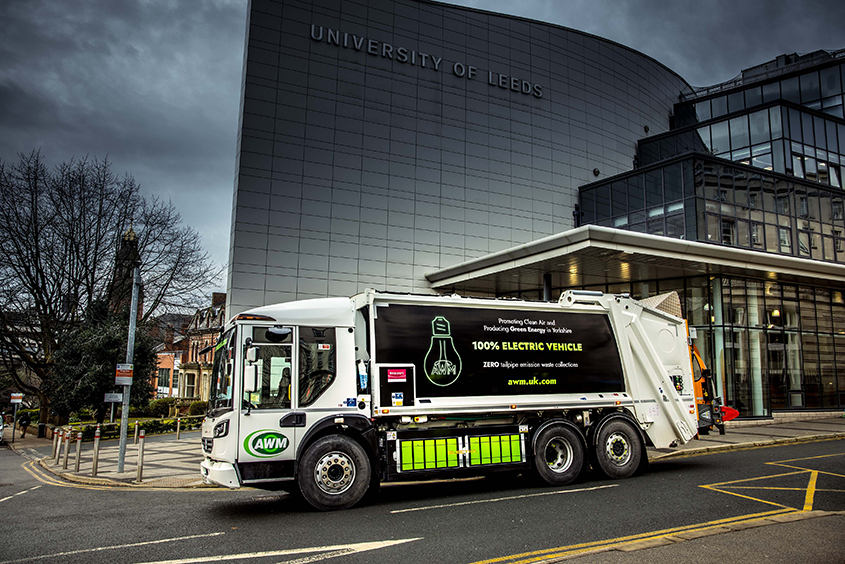 Electric waste vehicle on campus Estates and Facilities