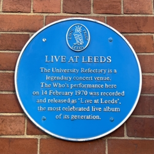Live At Leeds blue plaque outside Leeds University Union