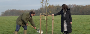 Gair Wood tree planting featuring Roger Gair and Vice Chancellor, Simone.