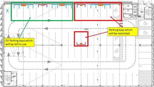 Image of areas of multi storey carpark to be affected on 31/01