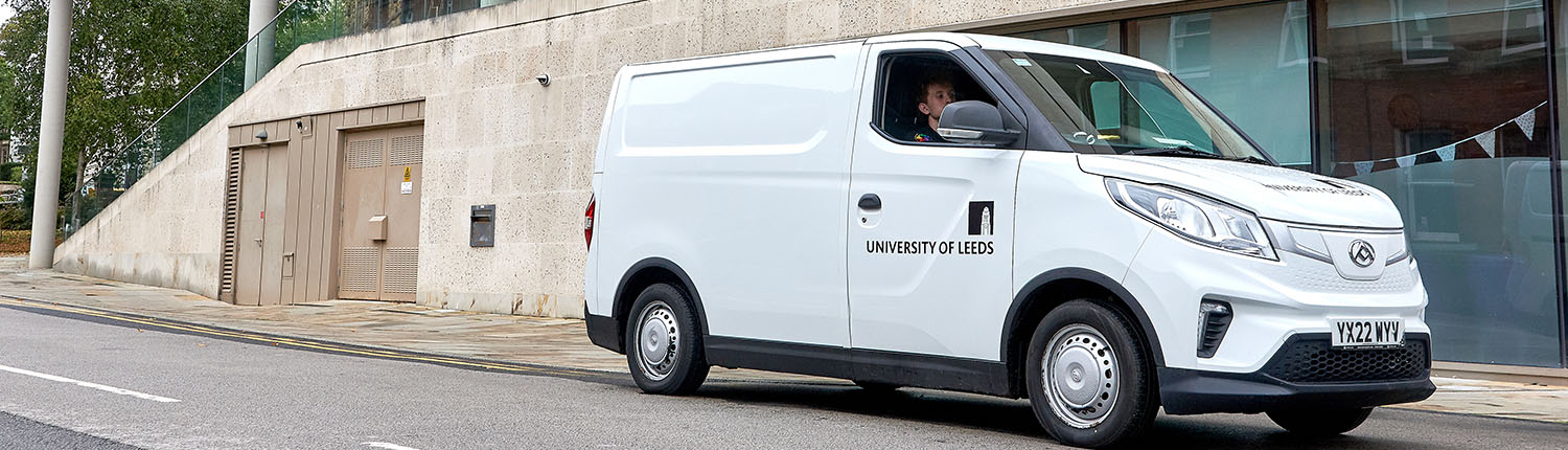 man sat in University of Leeds van