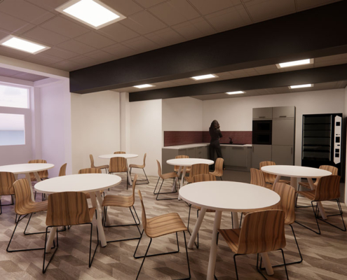 Red Route coffee shop CGI model