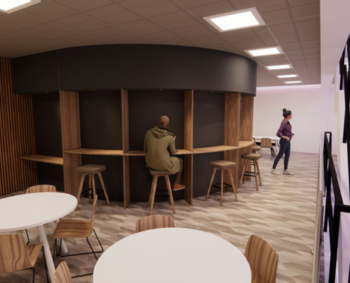 Red Route coffee shop CGI model