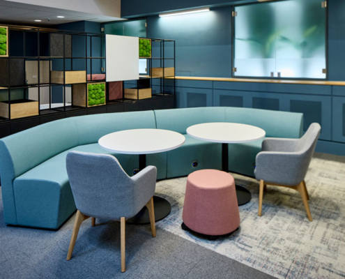 Blue soft seating area
