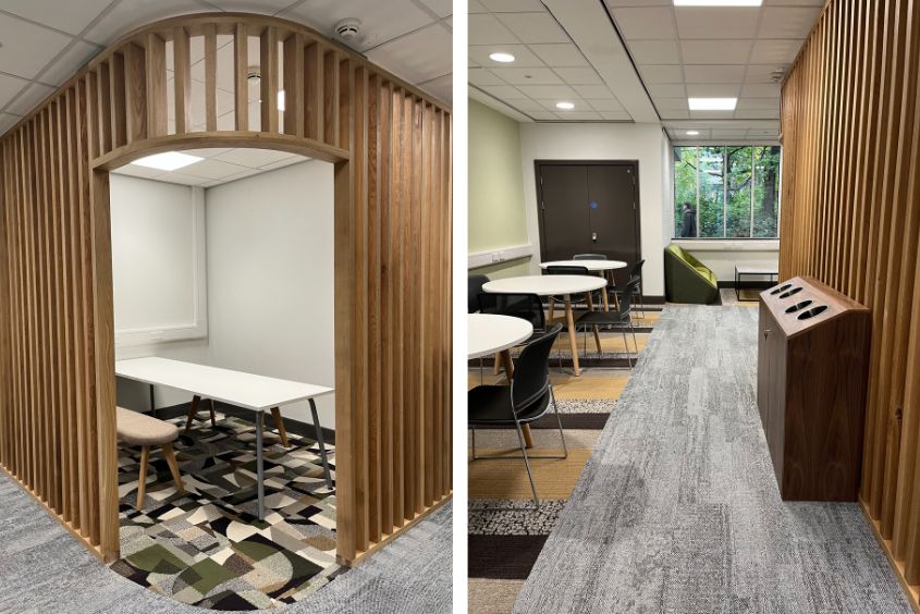Bespoke joinery meeting room in communal student space