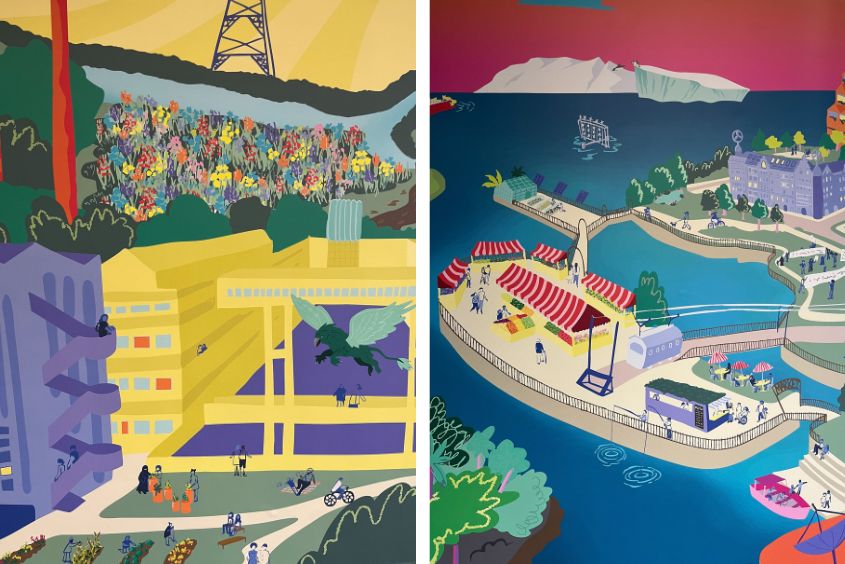 Bespoke mural in student foyer