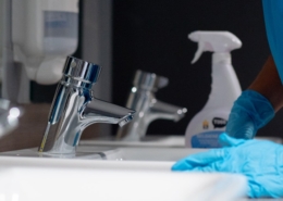 cleaning a sink
