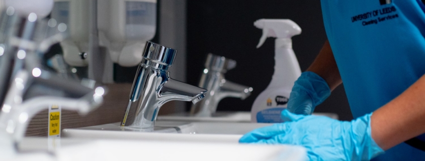 cleaning a sink