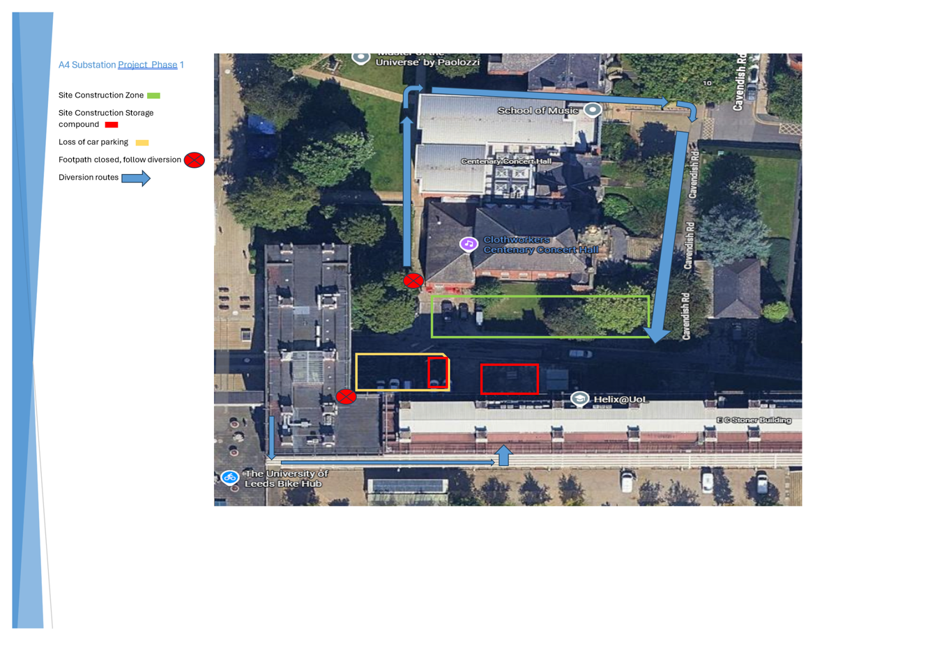 Path closures and diversion routes map 